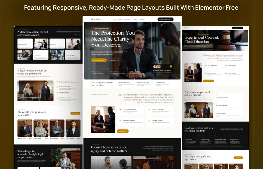 Defendra Personal Injury & Criminal Defense Law Firm Elementor Template Kit preview