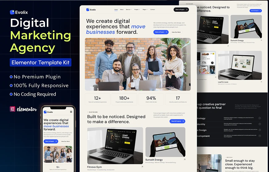 Evolix Digital Marketing Agency Elementor Template Kit preview