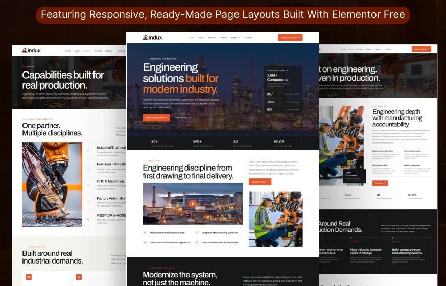Indux Industrial & Manufacturing Elementor Template Kit preview