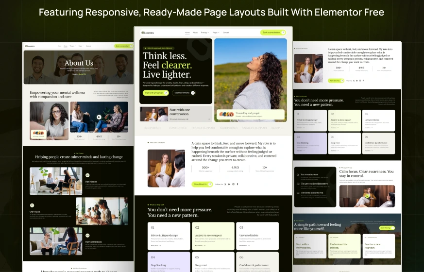 Lucentra Hypnotherapy & Mental Wellness Elementor Template Kit preview