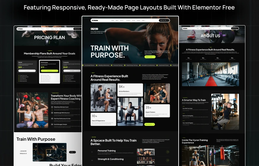 Vyron Gym & Fitness Center Elementor Template Kit preview
