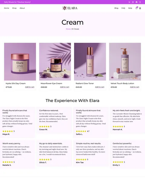 Elara cream category archive page