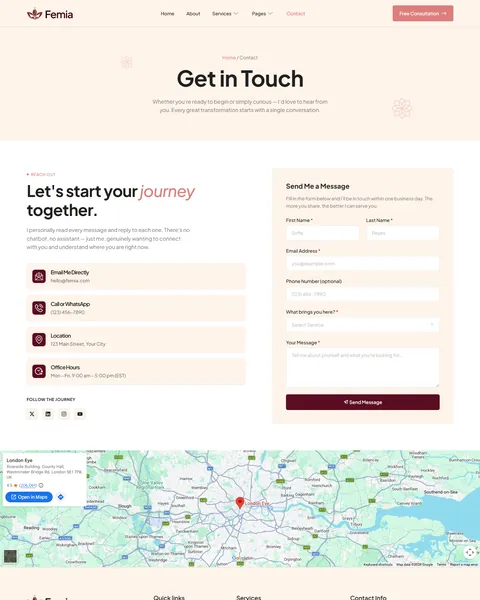 Femia life coach Contact page