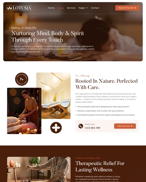 Lotusia spa website template About page