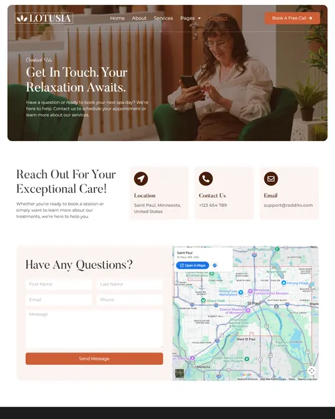 Lotusia spa Contact page