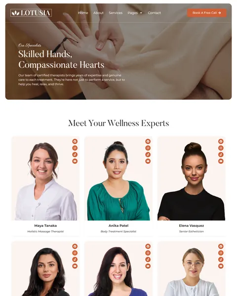 Lotusia spa specialists team page