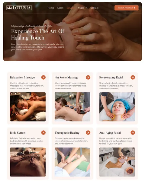 Lotusia massage spa services page