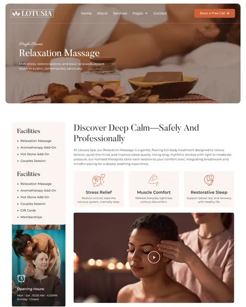 Lotusia relaxation massage single service page