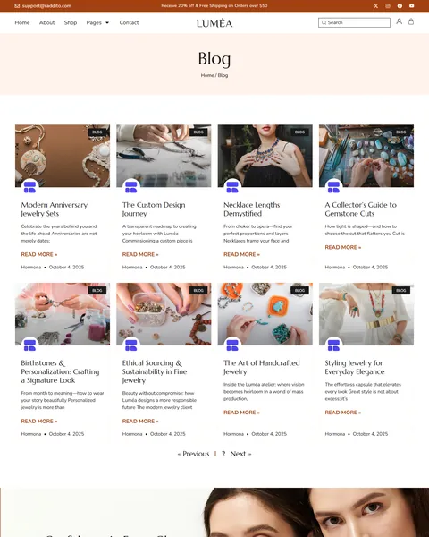 Lumea jewelry blog page