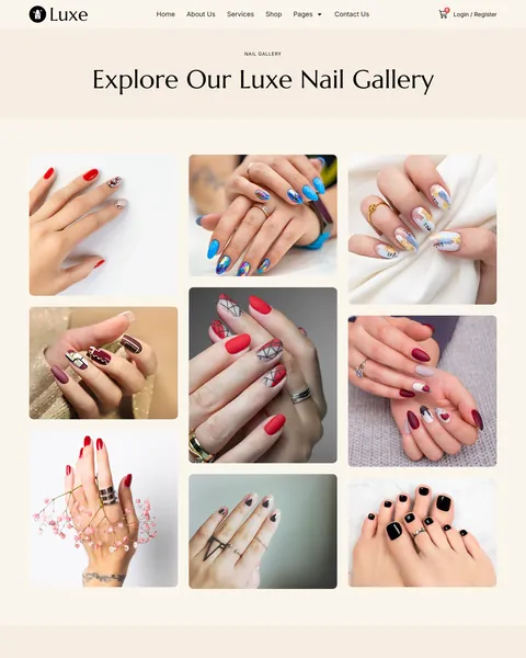 Luxe nail art gallery page