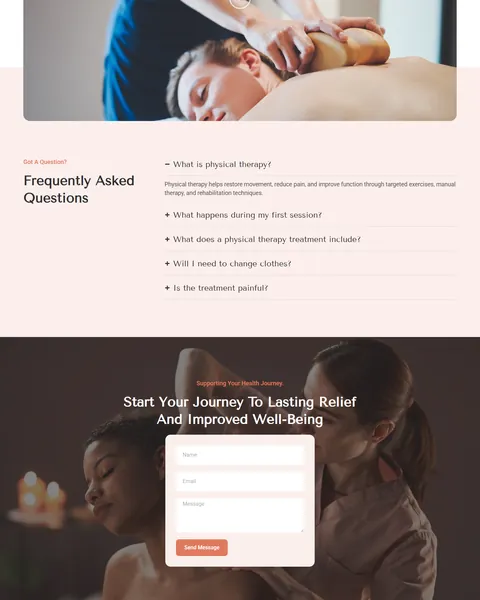 Physa physiotherapy FAQ and contact form