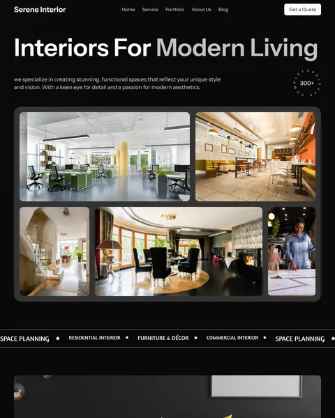 Serene luxury interior design Bricks Builder landing page hero