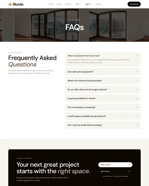 Stuvia studio rental FAQ page