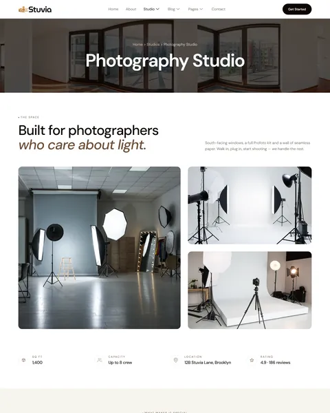 Stuvia photography studio details page