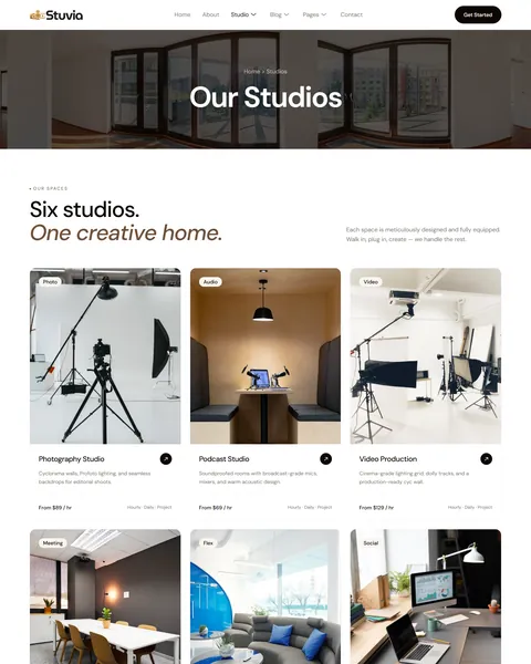 Stuvia creative studios listing page
