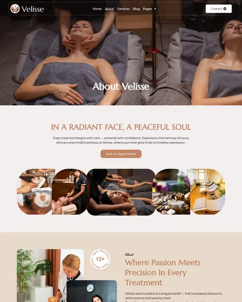 Velisse spa website template About page