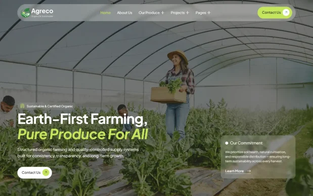 Agreco (1) Organic Farm & Agriculture Elementor WordPress Full Website Template Kit