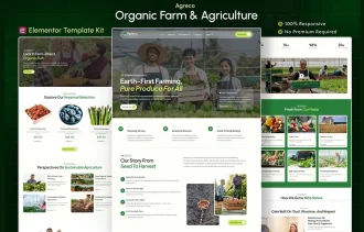 Agreco - Organic Farm, Agriculture & Agribusiness WordPress Elementor Template Kit Thumbnail