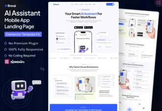 Brevai - AI Assistant Mobile App Landing Page Elementor Template Kit
