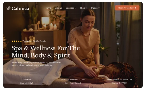 Calmica (2) Premium Spa & Wellness WordPress Full Website Template Kit