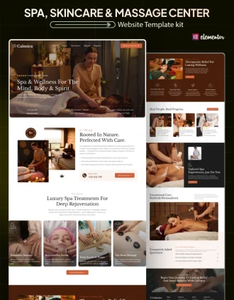 Calmica luxury spa and wellness WordPress Elementor template kit