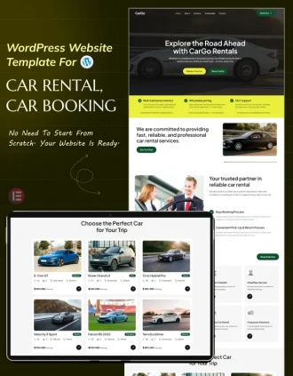 WordPress Elementor template for car rental and booking services