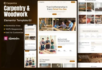 Carpentra - Carpentry, Woodworking & Custom Furniture WordPress Elementor Template Kit