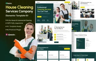 Cleano - Cleaning Services, Maid & Janitorial WordPress Elementor Template Kit Thumbnail