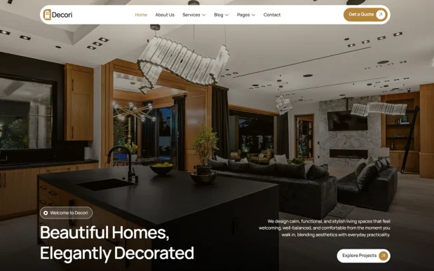 Decori (2) Interior Design & Decor WordPress Full Website Template Kit