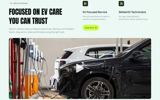 EVcare (2) Electric Vehicle Services Elementor WordPress Full Website Template Kit