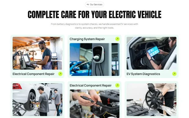 EVcare (3) Electric Vehicle Services Elementor WordPress Full Website Template Kit