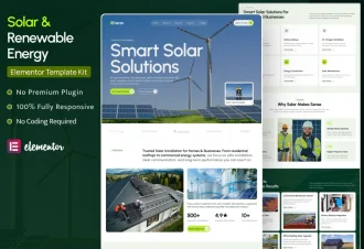 Enerza - Solar & Renewable Energy WordPress Elementor Template Kit