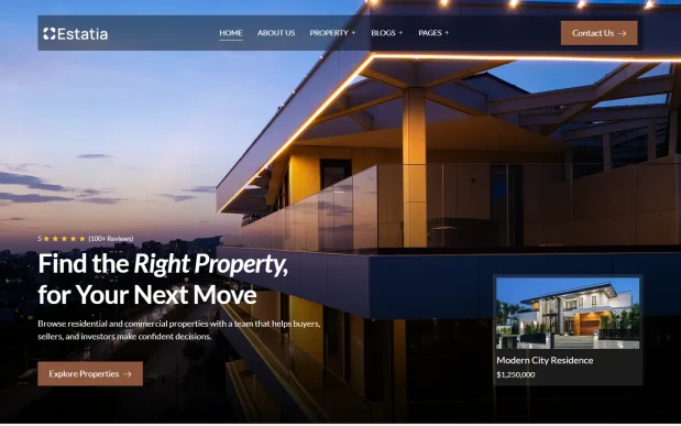 Estatia (1) Real Estate Elementor WordPress Full Website Template Kit