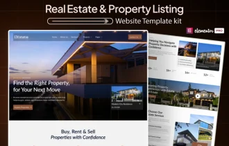 Estatia – Real Estate Agency, Property Listing & Realtor WordPress Elementor Pro Template Kit Cover