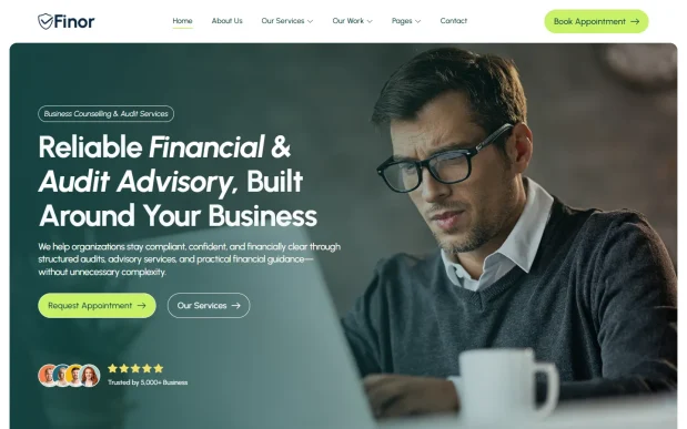 Finor 1 Business Consultant & Audit Agency WordPress Full Website Template Kit