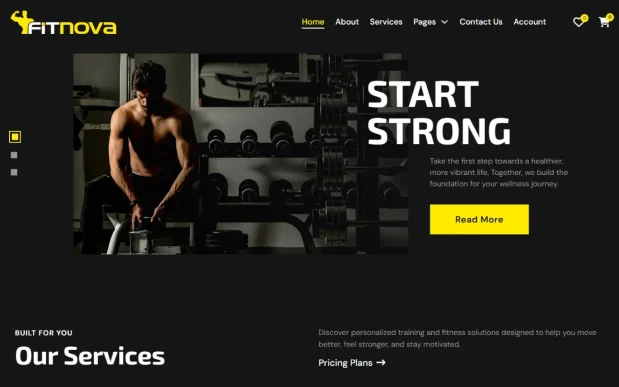 Fitnova-1 Health and Fitness WordPress Template Kit for Full Website