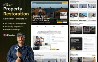Fixright Water Damage, Fire & Mold Restoration Elementor Template Kit preview