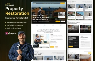 Fixright – Water Damage, Fire & Mold Restoration WordPress Elementor Template Kit Thumbnail