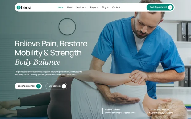 Flexra (3) Physiotherapy & Chiropractic WordPress Full Website Template Kit
