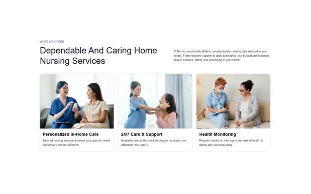 Nurivo 3 Private Nursing and In-home Care Elementor WordPress Template Kit