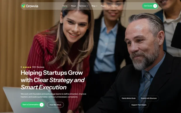 Growvia (2) Business Consultant WordPress Full Website Template Kit