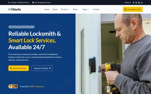 Keyfix 1 Locksmith WordPress Full Website Template Kit