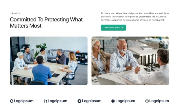 Lifora (2) Insurance Agency Elementor WordPress Full Website Template Kit
