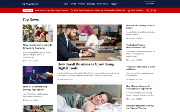 Newroom (2) News Portal WordPress Full Website Template Kit