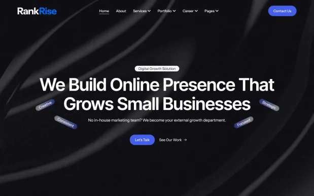 RankRise-1 Digital Marketing Agency Elementor WordPress Full Website Template Kit