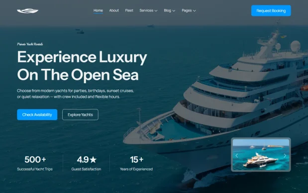 Relsea (1) Yacht Club & Luxury Boat Rental WordPress Full Website Template Kit