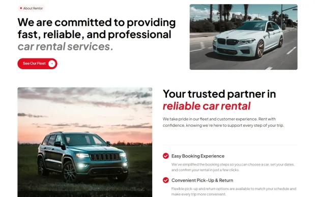 Rentor 2 Car Rental WordPress Full Website Template Kit