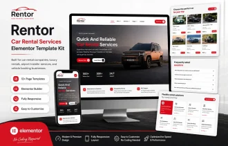 Rentor – Car Rental, Vehicle Booking & Chauffeur WordPress Elementor Kit Thumbnail