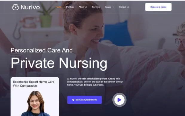 Nurivo 1 Private Nursing and In-home Care Elementor WordPress Template Kit