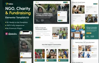 Seba - Nonprofit Charity, NGO, Donation & Fundraising website template kit thumbnail